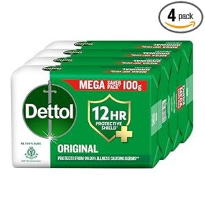 Dettol Original Bathing Soap Bar with 12hr Germ protection (400gm) | Kills 99.99% Germs, 100g (Pack of 4)